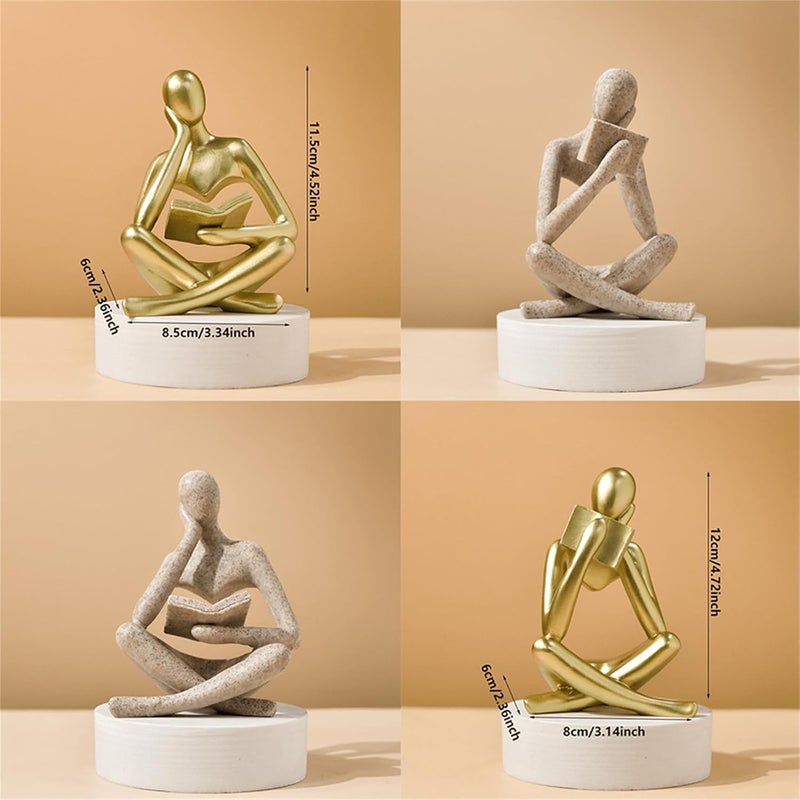 LINZHEN Style-B Beige, Creative Abstract Thinker Bookend for Home Aesthetic, Study, and Wine Cabinet – Stylish Shelf Decor Accent and Thoughtful Gift for Living Room, Bar, or Coffee Shop - Image 4